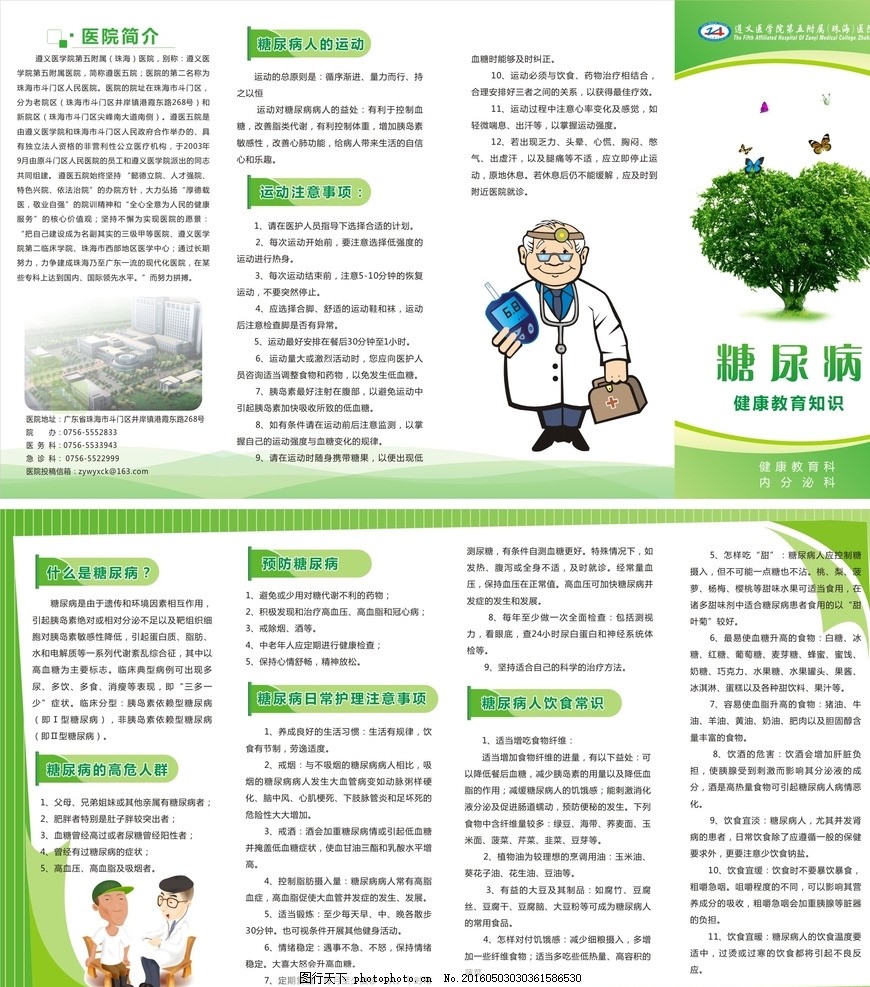 糖尿病健康教育知識折頁宣傳單 掌握健康管理，科學咨詢守護健康
